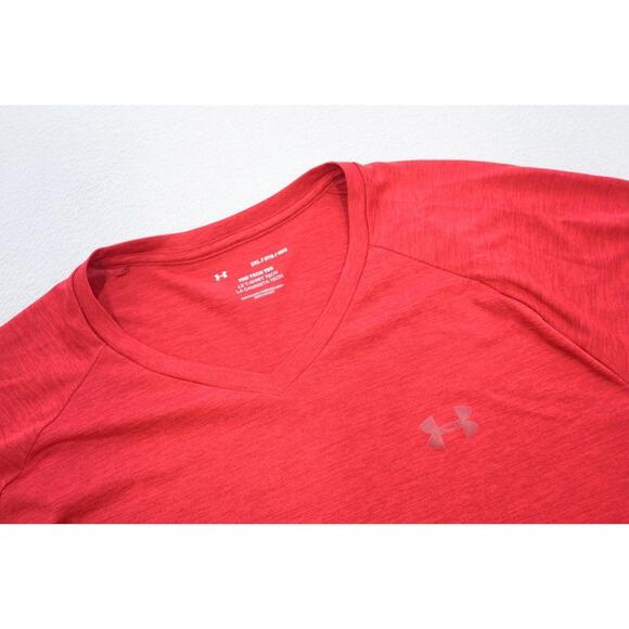 Under Armour Gym Shirt The Tech Tee Marled Red Athletic Mens Size 3XL - Picture 5 of 7